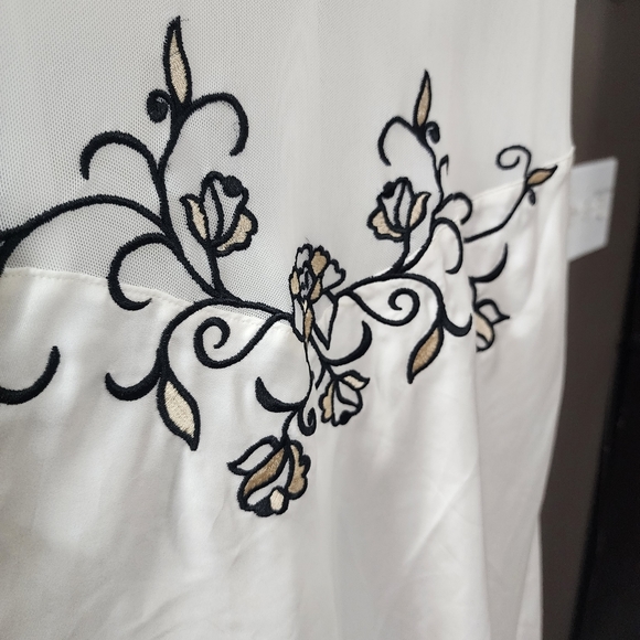 Marks and Spencer White Vintage Maxi Slip Dress size 14 with Floral Embroidary - Picture 3 of 12